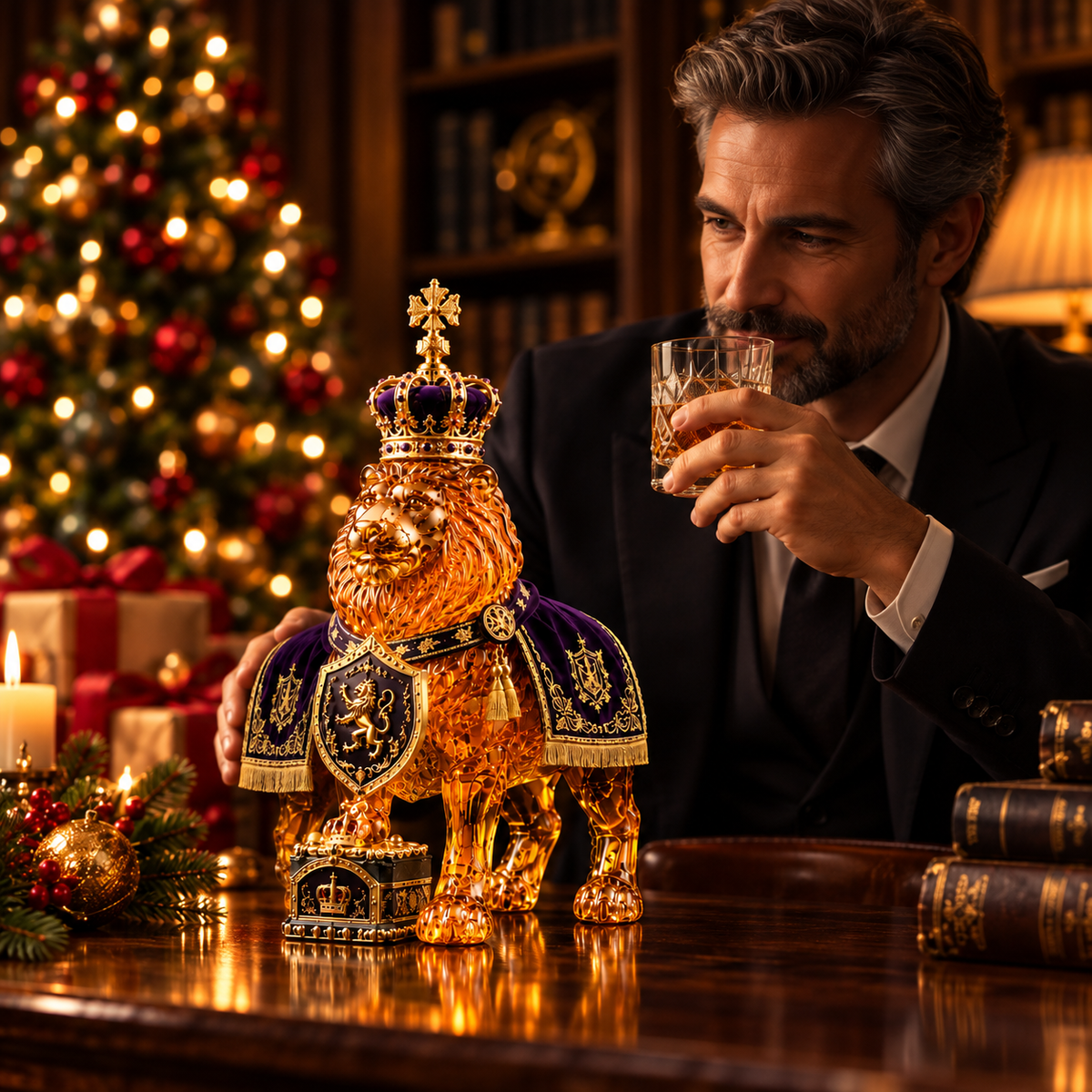 👑Crown 87th Anniversary Royal Lion Whiskey Bottle