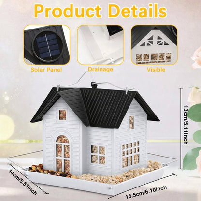 🎁  Last Day 60% OFF - 🏠Solar‐Powered Hanging Bird Feeder with Glow – Sturdy Metal Hopper Design🌙🐦