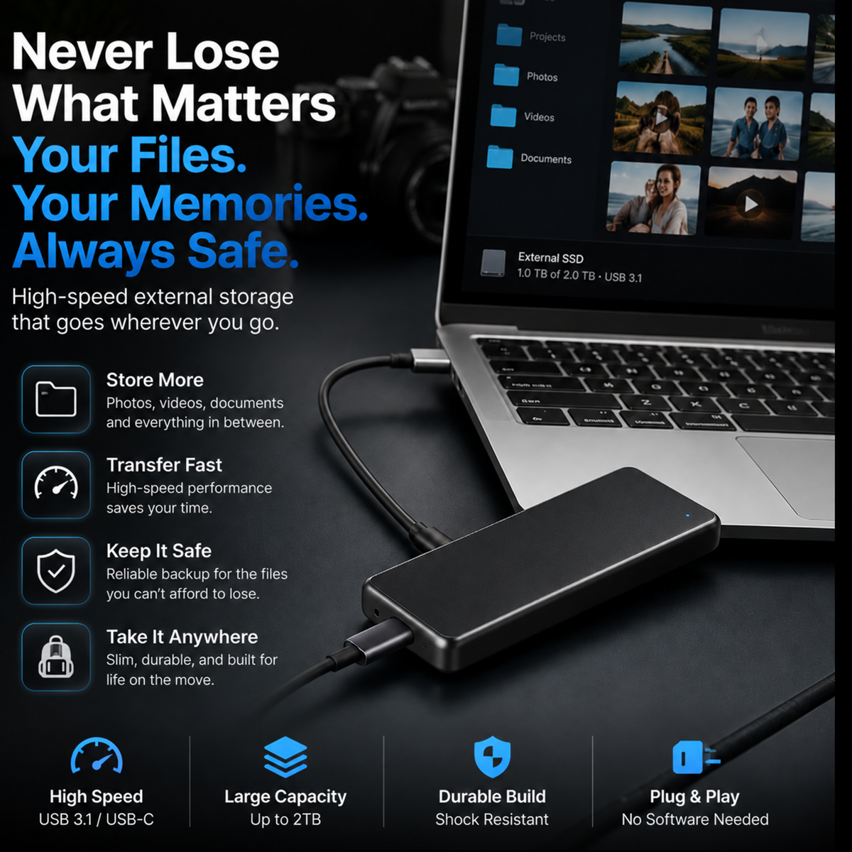 🔥 LAST DAY 50% OFF-Portable External SSD – Protect Your Photos, Videos & Important Files