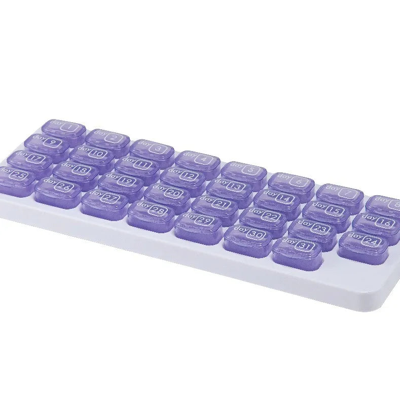🔥✨31-Day Monthly Pill Box: Easy-Open Lids, Removable Pods, Date Reminder, Travel Case