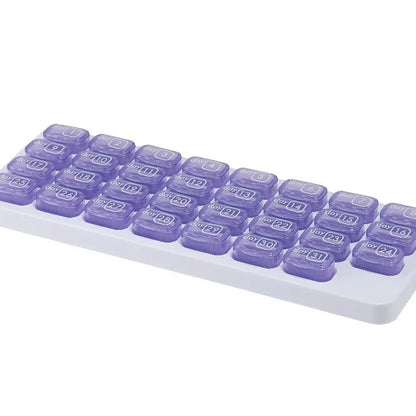 🔥✨31-Day Monthly Pill Box: Easy-Open Lids, Removable Pods, Date Reminder, Travel Case