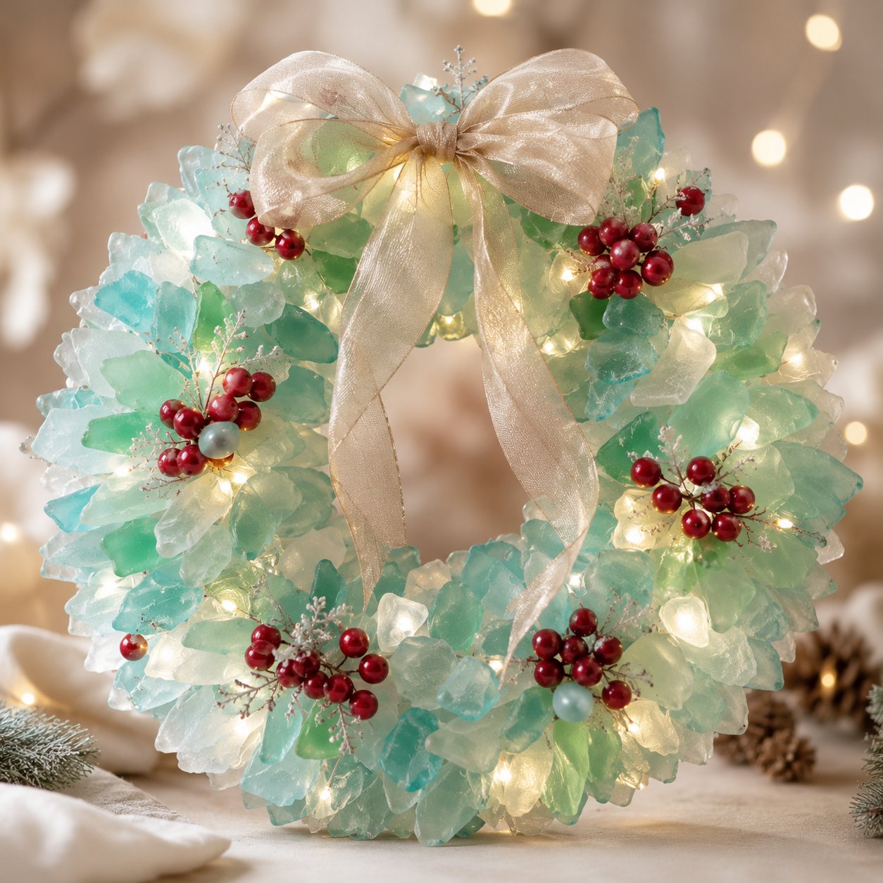 🔥Last Day 49% OFF – 🎅 Beginner-Friendly DIY Lighted Sea Glass Santa Christmas Decor Kit