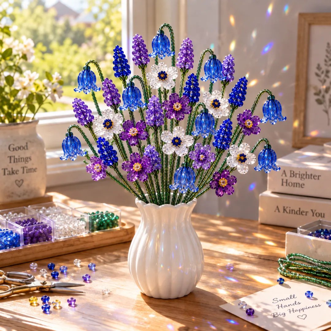 🌸 DIY Beaded Wildflower Bouquet Kit – Handmade Crystal Flower Craft Set