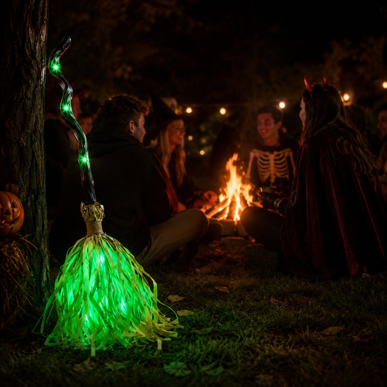 ✨ Magic Animated Witch Broom Halloween Decoration