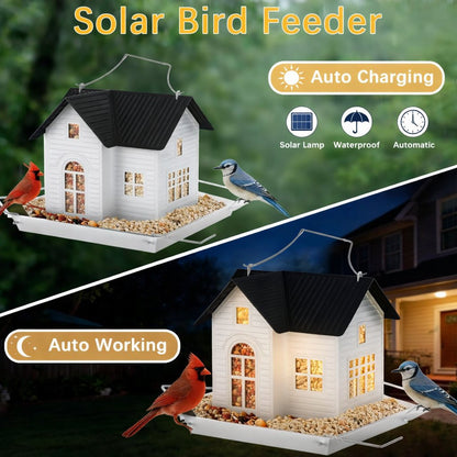 🎁  Last Day 60% OFF - 🏠Solar‐Powered Hanging Bird Feeder with Glow – Sturdy Metal Hopper Design🌙🐦