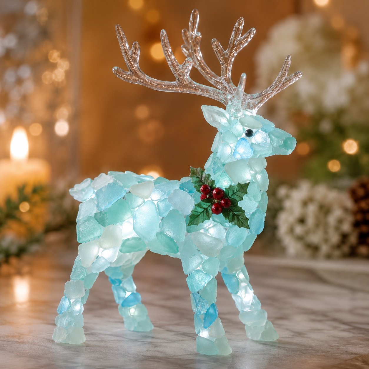 🔥Last Day 49% OFF – 🎅 Beginner-Friendly DIY Lighted Sea Glass Santa Christmas Decor Kit