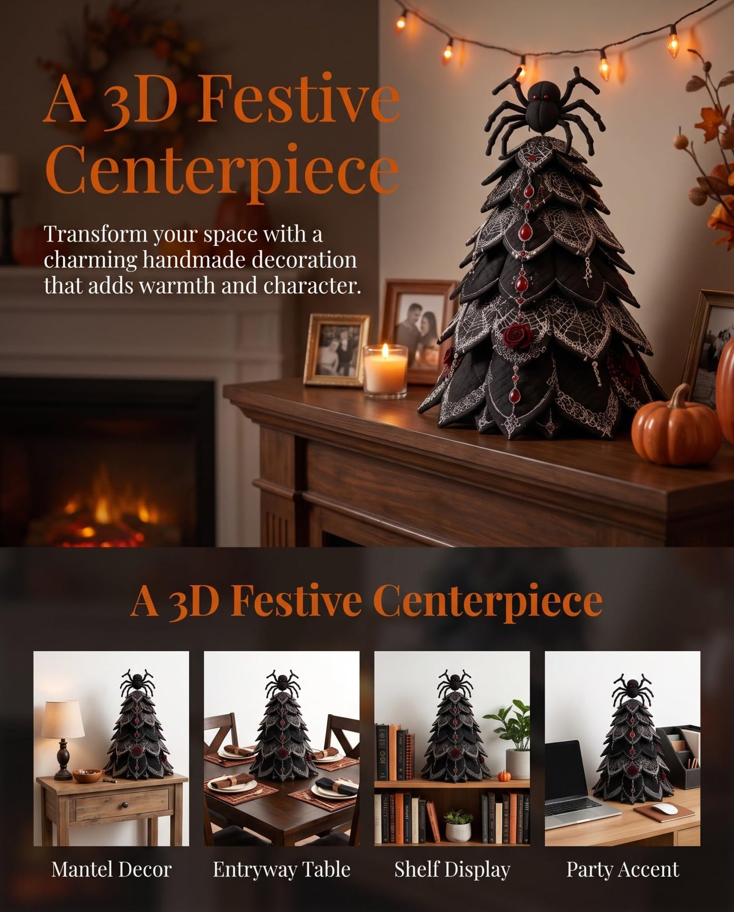 Halloween Quilted Fabric Tree Kit | 3D DIY Tabletop Centerpiece