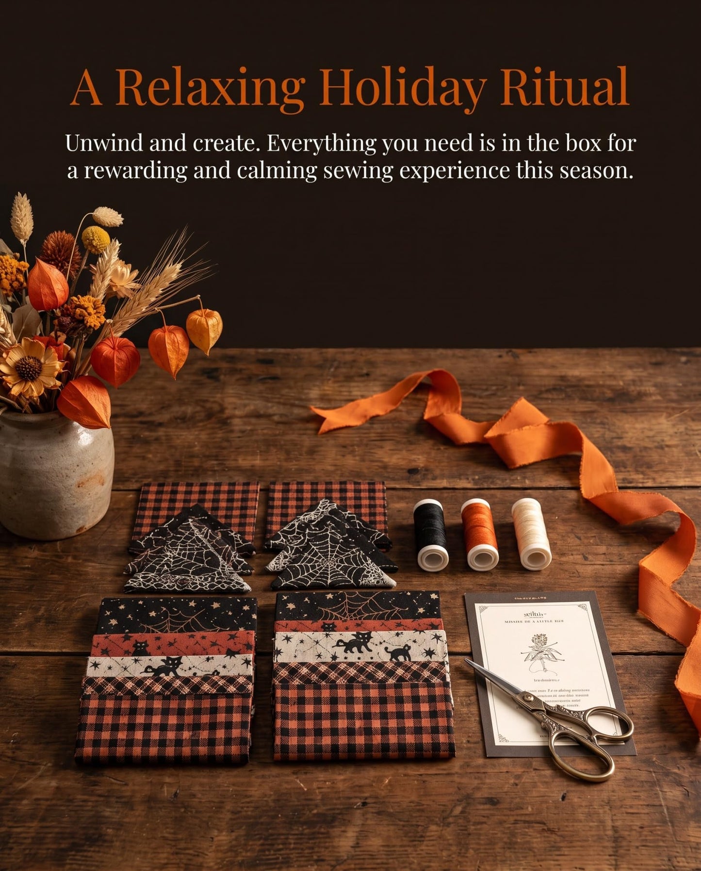 Halloween Quilted Fabric Tree Kit | 3D DIY Tabletop Centerpiece
