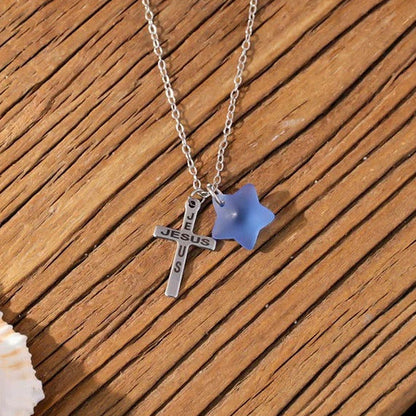 ✝️Pentagram Sea Glass Necklace