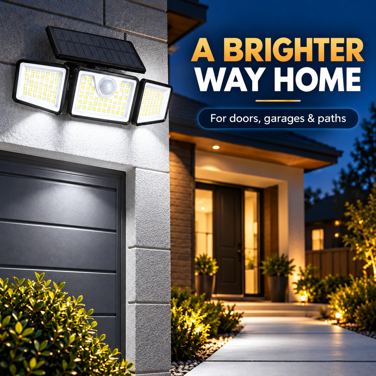 Solar outdoor light beside a home entrance